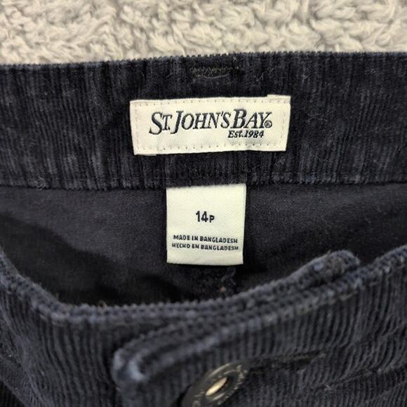 St. John's Bay Women's Corduroy Pants 14P Petite Bootcut Navy Blue Casual Fall - Picture 2 of 10